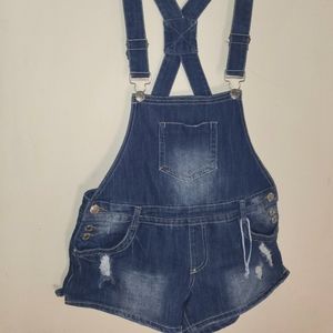 Distressed Overalls Short